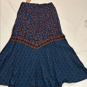 NATURAL LIFE Blue and Brown Patterned A-Line Skirt